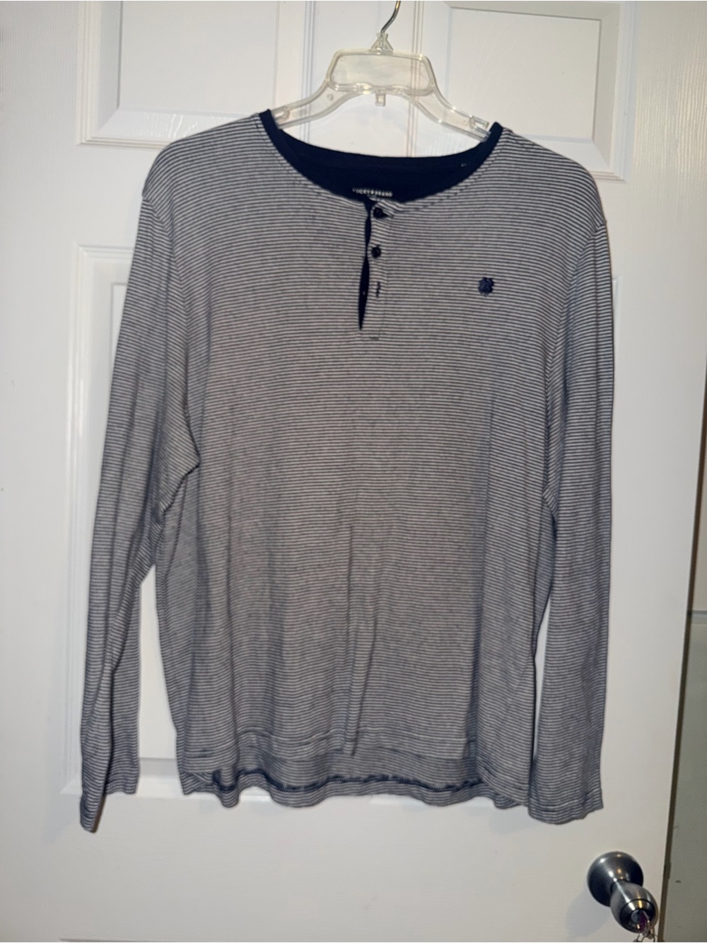 Lucky Brand Navy & White Thin-Striped Long-Sleeve Henley Sleepwear